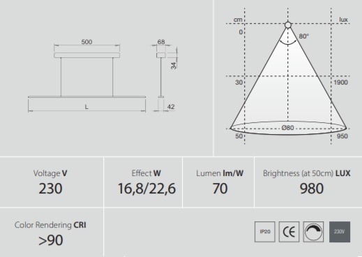 Beslag Design LED-laearmatuur Pendy Dim Palmett Lukud