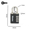 Master Lock 7640 koodiga tabalukk kappidele – Must, 28 mm sang mõõdud Palmett Lukud