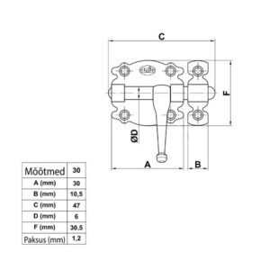 Riiv AMIG 30 mm must joonis Palmett Lukud