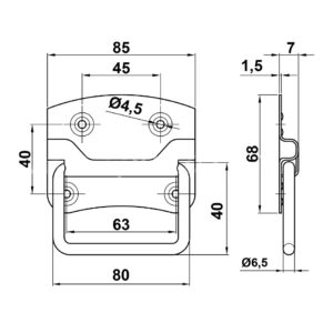 Must tõmbesang luugile või uksele 85x68 mm joonis Palmett Lukud