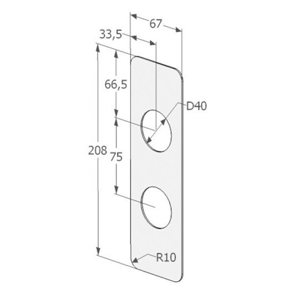 Küljekatteplaat ABLOY 4190P RST pikk 67x208mm Palmett Lukud