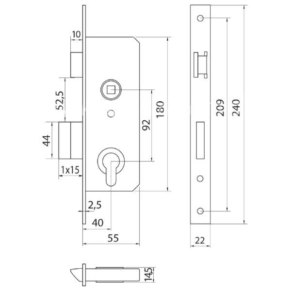 Kitsasprofiili lukuraam 92/40/22 Palmett Lukud