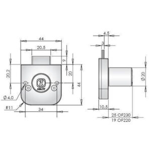 OF230C Classic Cabinet lock Cr MKS Peavõtme süsteemis Palmett Lukud