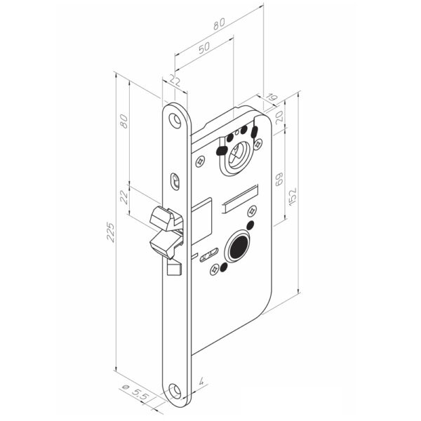 Abloy LC960, liugukse lukukorpus, iselukustuv Palmett Lukud